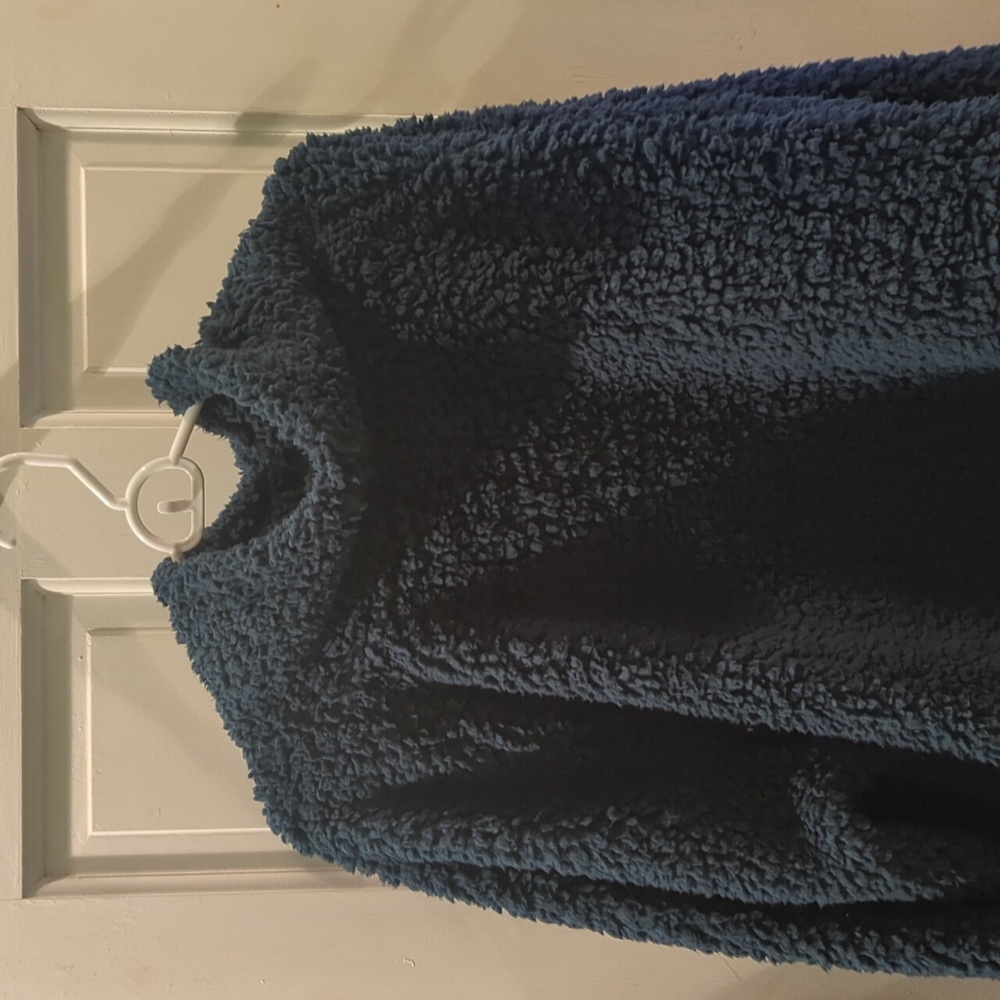 Eddie Bauer fleece pullover cowl neck,2x peacock teal blue